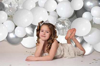 White and Silver Balloons Garland Arch Kit 5"10 Inch 12" White Silver Metallic - Image 8