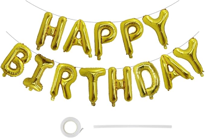 16" Happy Birthday Foil Letter Balloons Banner Set | Alphabet Balloons by EHCBHG