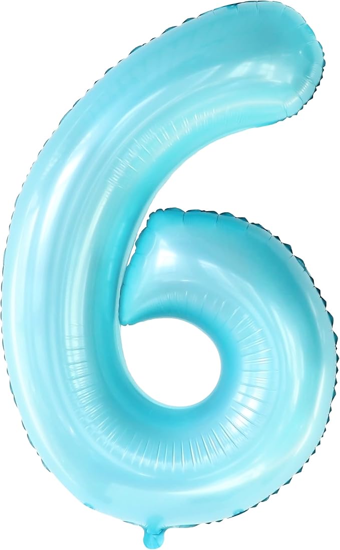 KatchOn Giant Light Blue Number 6 Balloon - Image 9