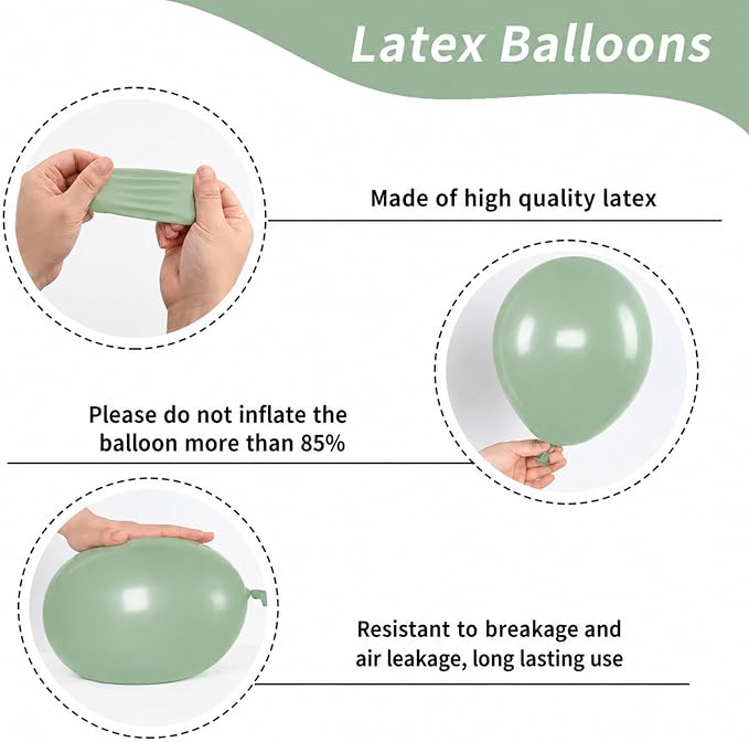 Sage Green Blue Brown Balloons, 12 Inch Dinosaur Theme Dusty Blue Green Dark - Image 3