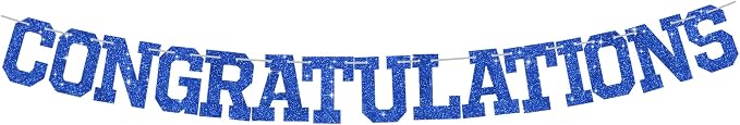 BEISHIDA Glitter CONGRATULATIONS Banner Blue 2026 Graduation Party Decorations by Beishida