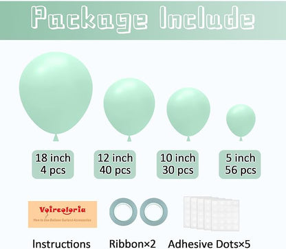 Voircoloria 130pcs Mint Green Balloons Garland Arch Kit, 18 12 10 5 Inch | - Image 2