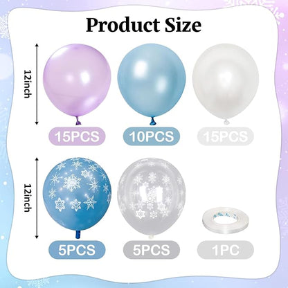 Pearl Purple and Blue Balloons 50pcs, Winter Wonderland Pearl Purple Blue White - Image 3