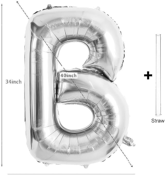 Silver Letter Balloons 40 Inch Large Alphabet Balloon Letter B | Foil Mylar Big - Image 2