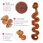 24 26 28 Inch Color 350 Bundles Human Hair Highlight Ginger Orange Bundles Brazilian Virgin Remy Hair Extensions Double Weft 2 Tone Orange and Blonde Bundle Hair Weave