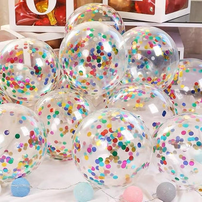 Bezente Rainbow Multicolor Confetti Latex Balloons - Image 3
