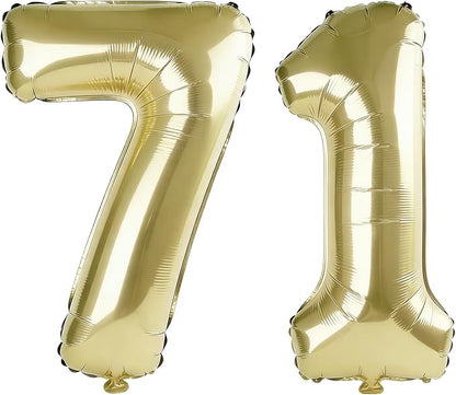 40 Inch Number 71 Balloons for 71st Birthday Party Decorations, 0-100 Champagne by FOBELEC