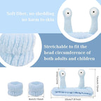 Snail Face Wash Headband Skincare & Wrist Bands for Washing Face Set Cute Spa Headband for Women and Wrist Faces Wash Bands for Shower, Facial Cleaning, Soft Coral Fleece Makeup Headbands,Blue ＆ Gray