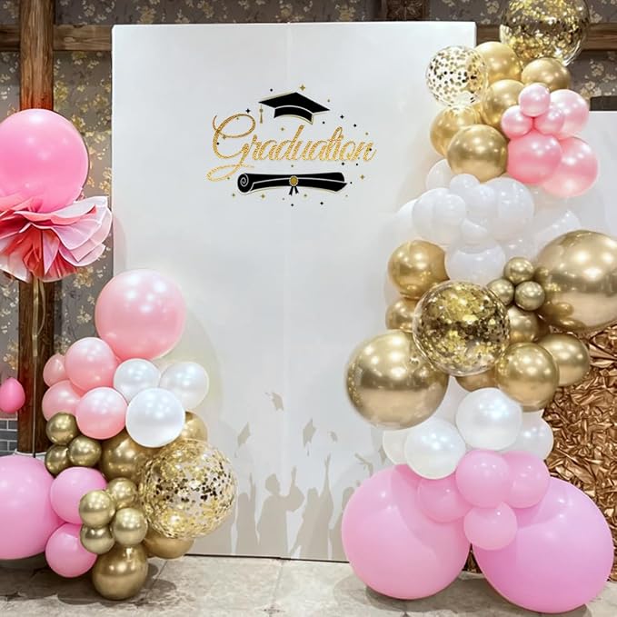 Pastel Pink White and Gold Balloons Garland Arch Kit - Image 5