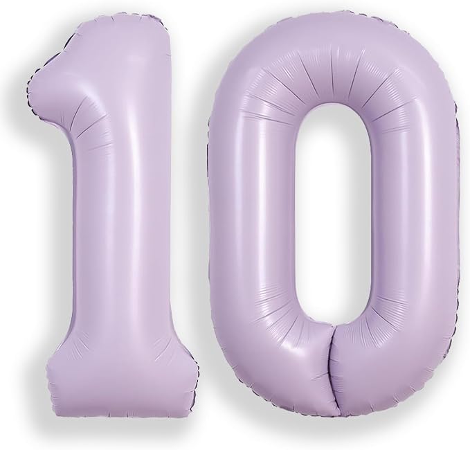 SUWEN 40 Inch Light Purple Lavender Big 2 Balloon Number Foil Helium 0-9 | 10th by SUWEN