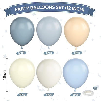 Dusty Blue Nude Beige Balloons, 12 Inch Beige Blue Blush Brown Cream Sand White - Image 3