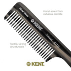 Kent 91T Black Graphite Wide Tooth Detangler Hair Comb for Curly and Wavy Hair - for Women and Men, Large Handle Shower Comb for Effective Detangling for Wet Hair, Handmade Polished