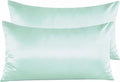 NTBAY Zippered Satin Pillow Cases for Hair and Skin, Luxury King Hidden Zipper Pillowcases Set of 2, 20x36 Inches, Cyan