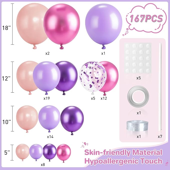 Pink Purple Balloon Garland Arch Kit - Image 2
