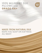 THXSILK Set of 2 100% Mulberry Silk Pillowcase for Hair and Skin, Grade 6A+ Mulberry Silk Pillow Cases with Hidden Zipper, Hypoallergenic Pillow Case Cover with Zipper(Queen 20"x30", Metallic Gold)