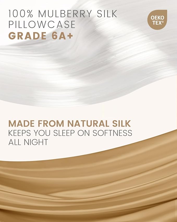 THXSILK Set of 2 Mulberry Silk Pillowcase for Hair and Skin, 100% Mulberry Silk Bed Pillowcase with Zipper, Soft Breathable Silk Pillow Case, King Size 20"x36" (Metallic Gold)