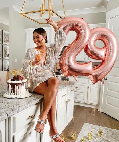 40 Inch Number 29 Balloon for 29th Year Old Birthday Decorations, Rose Gold | - Image 3