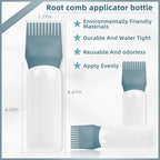 BLAAROOM Root Comb Applicator Bottle 6 Ounce, 4 Pack Hair Oil Applicator Bottle, Hair Dye Bottle Applicator Tools with Hair Oil Dispenser Root Comb Brush for Scalp Hair Oiling Applicator - Green