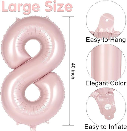 Light Pink Number 18 Balloon, 40 Inch Giant Mylar Number Balloons, Large Foil - Image 2