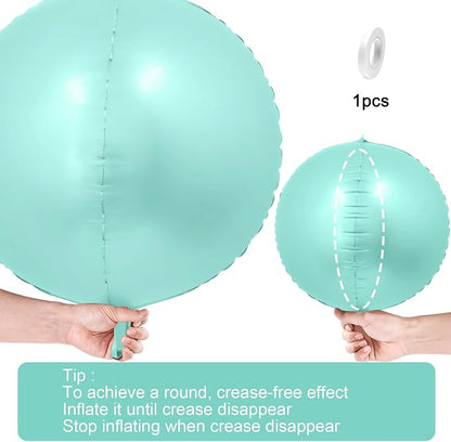 12Pcs Baby Blue Round Foil Balloons, Metallic Pastel Teal Blue Foil Balloon - Image 7