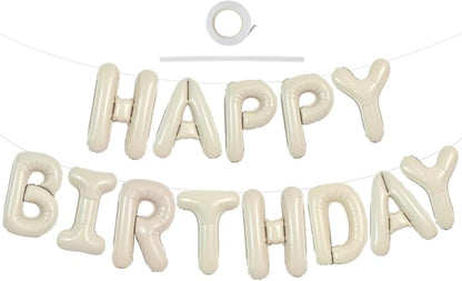TONIFUL 16 Inch Cream White Happy Birthday Balloons Banner Decorations | by TONIFUL