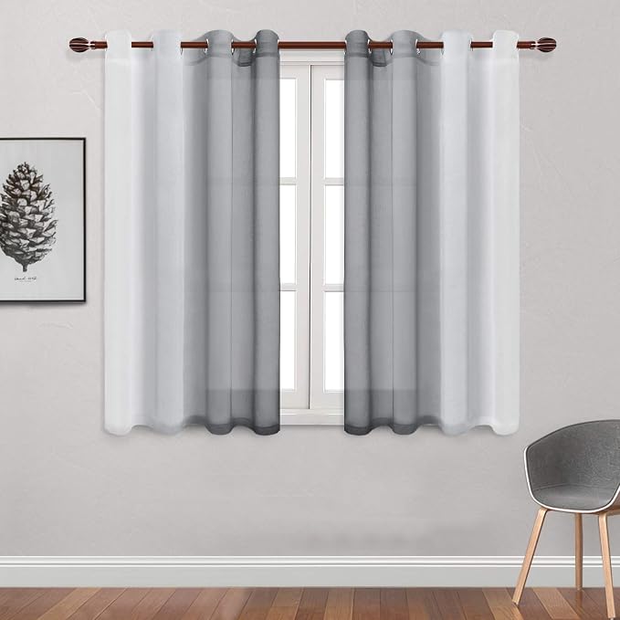 DWCN Grey Ombre Sheer Curtains - Image 2