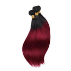 28 30 32 Inch Ombre Human Hair Bundles 1B99J Straight Bundle Niegmeag Brazilian Virgin Remy Hair Extensions 2 Tone Black and Burgundy Straight Bundle 150g