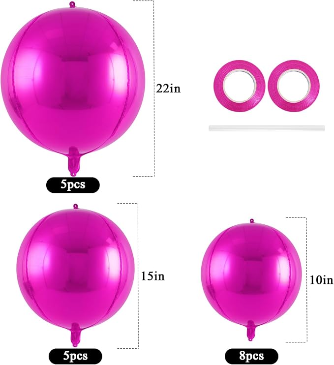 18 Pcs Foil Balloons Shiny Round Balloons Set Large Balloon Garland Arch - Image 2