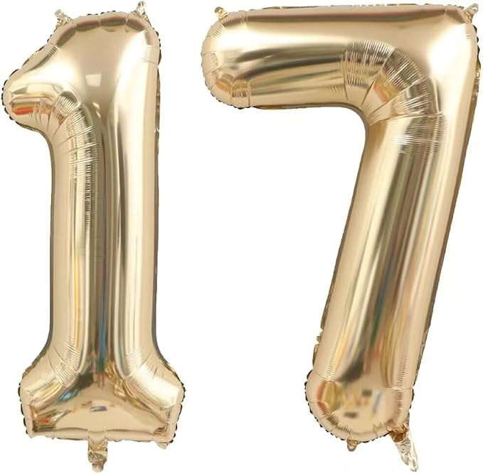 17 Balloon Numbers, 40 Inch Champagne Gold 71th 17th Birthday Balloons by Unknown