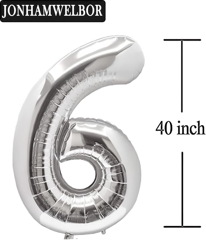 Jonhamwelbor 16 Number Balloons Silver Giant Jumbo Big Large Number 16 Foil - Image 4