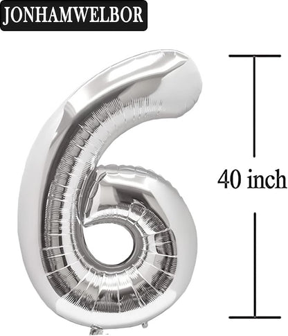 Jonhamwelbor 16 Number Balloons Silver Giant Jumbo Big Large Number 16 Foil - Image 4