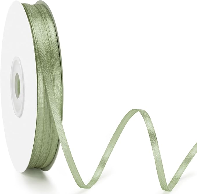 KINGLAKE Sage Green Satin Ribbon – 1/8 Inch x 100 Yards Light Green Ribbon by KINGLAKE