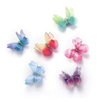 6Pcs/pack 3D Colorful Organza Butterfly Hair Clips - Chiffon Fairy Wings - Ribbon Wrapped Clips 0.4Inch Barrettes Hair Accessories For Women(Multicolor)