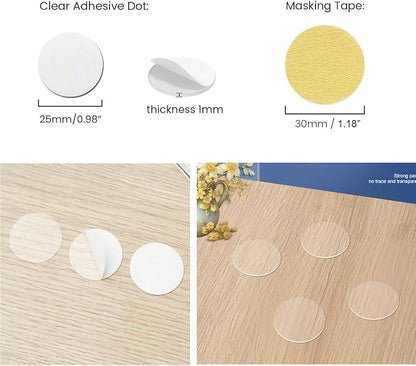 120Pcs Clear Adhesive Dots & Masking Tapes, 25mm/0.98" Sticky Double Sided Dots - Image 3