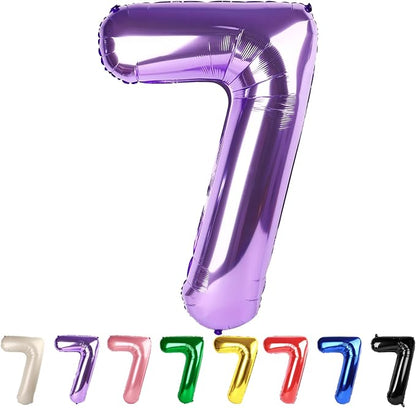 7 Balloon Numbers Party Decorations, 40In Purple Balloons by Mluchee