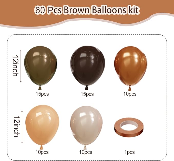 Brown Balloons, Tan Cocoa Coffee Beige Nude Latex Balloon - Image 2