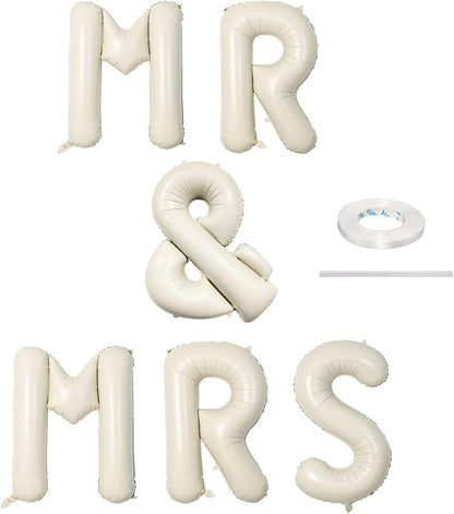 40 Inch Beige MR & MRS Balloons by Lingqiang