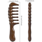 Wooden Wide Tooth Massage Comb, Large Thicken Natural Sandalwood Hair Combs for Curls, Women and Men, Detangles Long Thick Wet or Dry Hair, Head Scalp Massager, Anti-static (Golden)