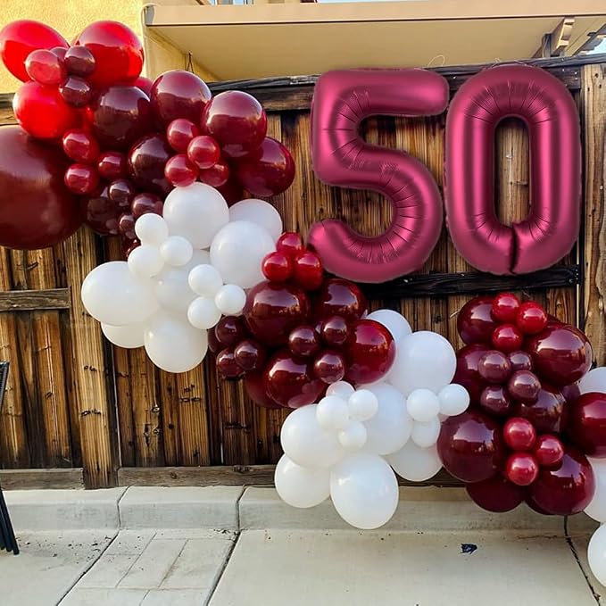 Number 4 Balloons 40 Inch Wine Red Burgundy Foil Number Balloon 4 | Wine Red - Image 6