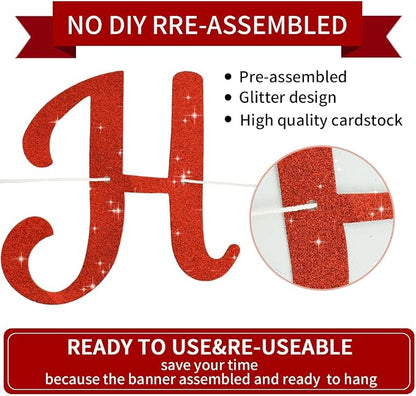 BEISHIDA Glitter Red Happy Birthday Banner Party Decoration NO DIY, 10Feet | - Image 2