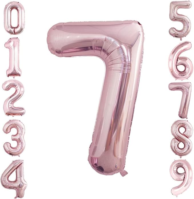 Rose Gold Foil Balloons Number 7, Huge Number Balloons by GOER