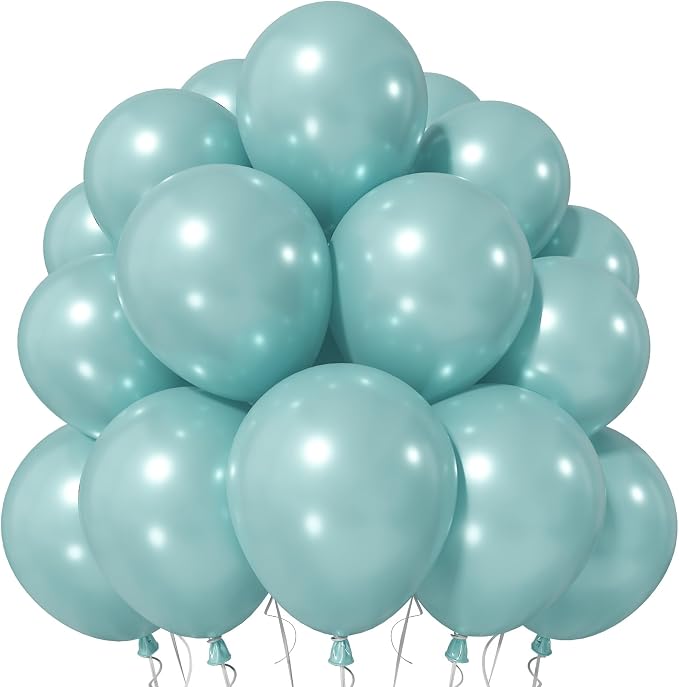 Jobkoo Pearl Teal Balloons, 12 Inch Pearl Turquoise Aqua Blue Latex Balloon | by Jobkoo