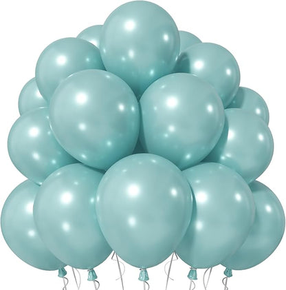 Jobkoo Pearl Teal Balloons, 12 Inch Pearl Turquoise Aqua Blue Latex Balloon | by Jobkoo
