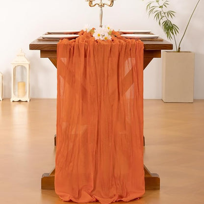 Cheesecloth Table Runner Summer Boho Wedding Birthday Party Home Decor | Orange - Image 3
