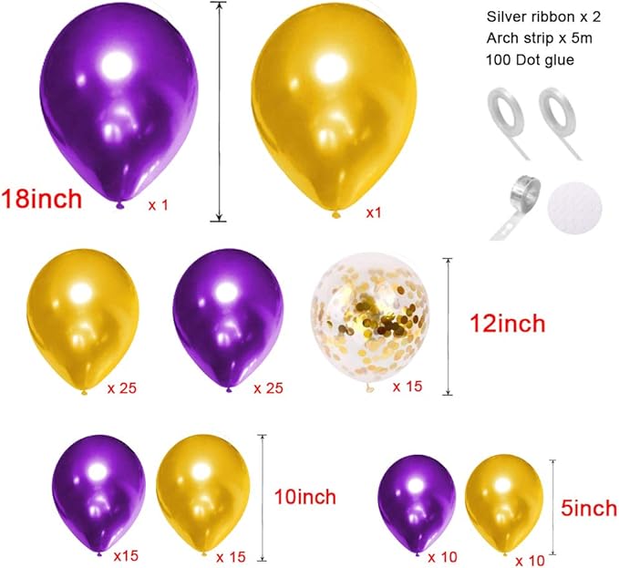 Purple Gold Balloon Garland Arch Kit - Image 3