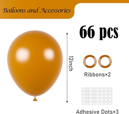 Voircoloria 66pcs Burnt Orange Retro Orange Latex Party Balloons, 12inch | - Image 2