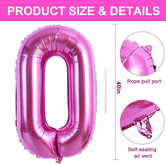 TONIFUL 40 Inch Rose Red Letter O Balloons, Hot Pink Alphabet Letter Giant Foil - Image 2