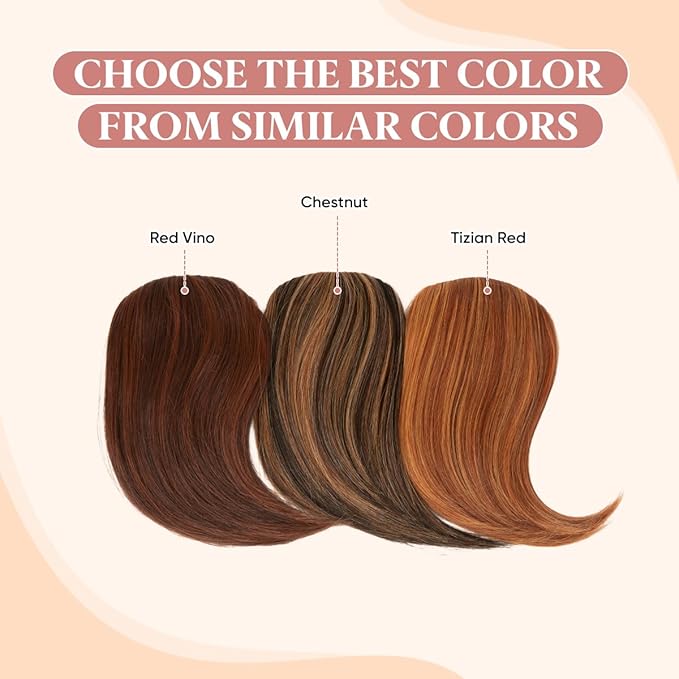 SARLA Clip in Side Bangs Extension Straight Synthetic Fake Bangs One Piece for Women Chestnut