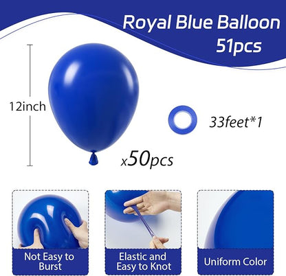 Awenztech Royal Blue Balloons 12 inch, Royal Blue Latex Balloons 50pcs Party - Image 2