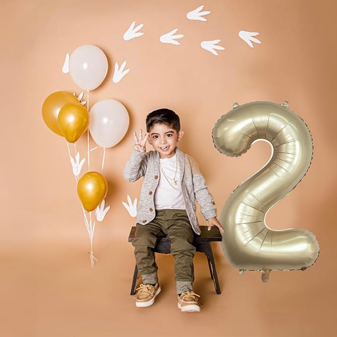 Champagne Gold 2 Balloons, 40 Inch Giant Metallic Helium Mylar Foil Number 0-9 - Image 5